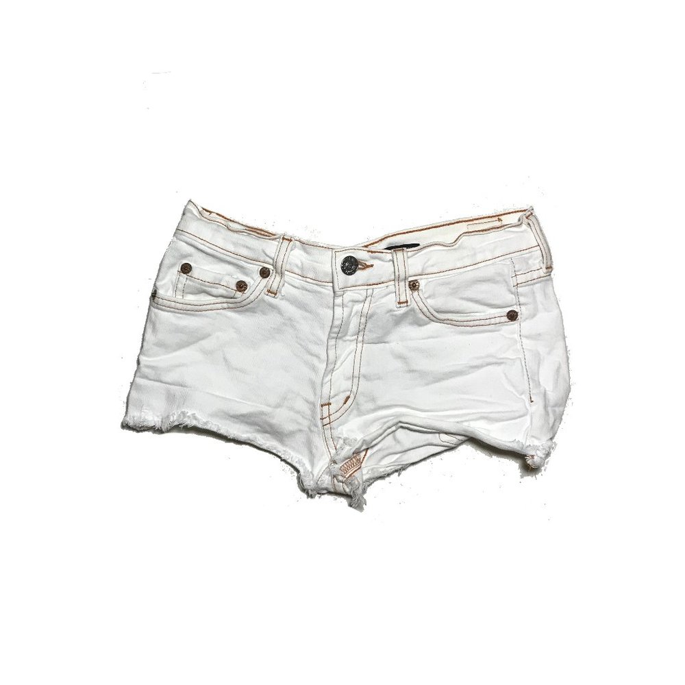 Red Engine Cutoff Distressed Shorts Denim Shorties